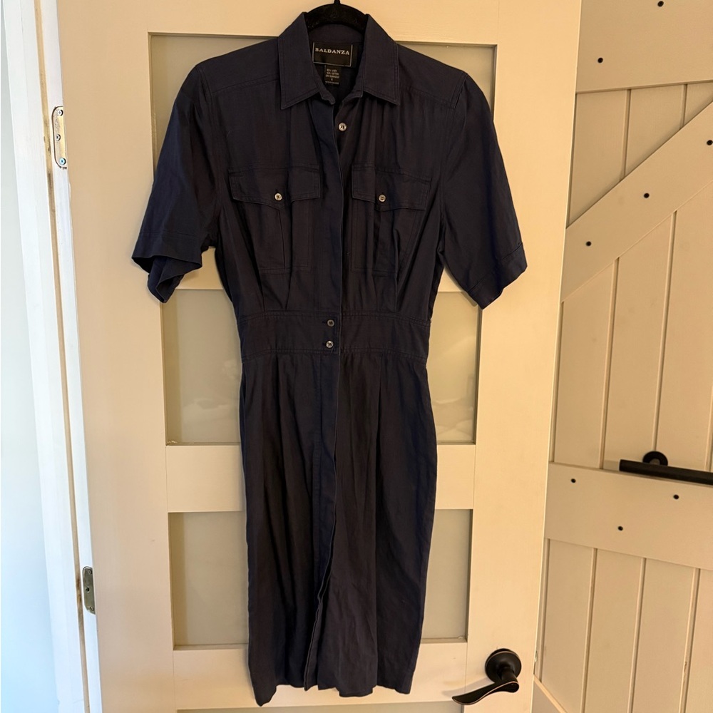Vintage Baldanza Shirt Dress Navy size 6 Small